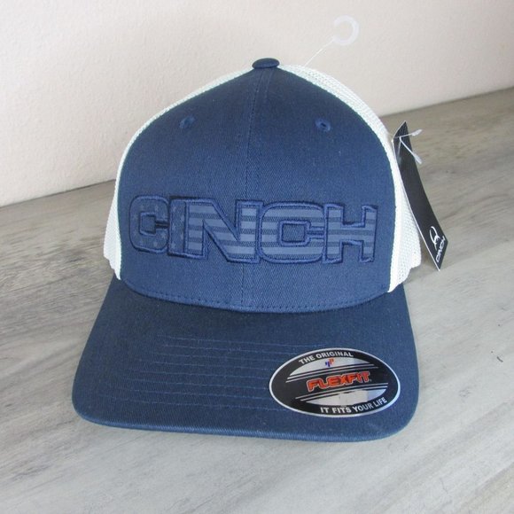 Cinch Other - Cinch Men's S/M Flexfit American Flag Logo Baseball Cap Hat Navy